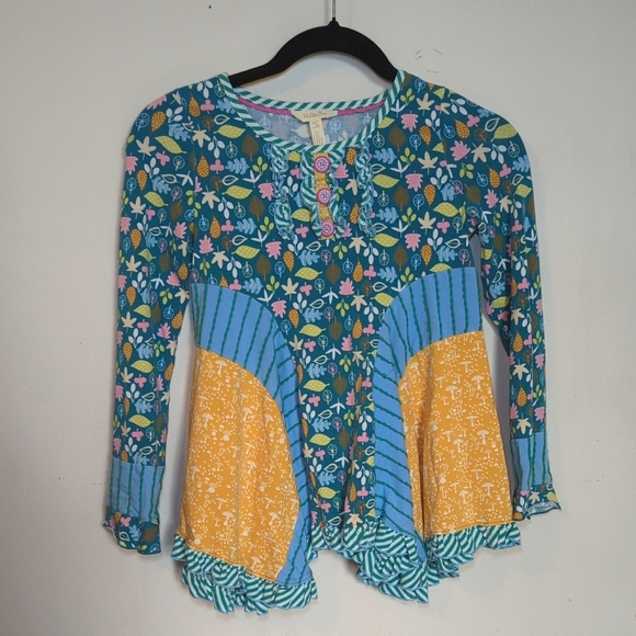 Matilda Jane Make Believe Footpath Tunic Twee Boho Floral Stripes Girls Size 10 - Picture 1 of 4